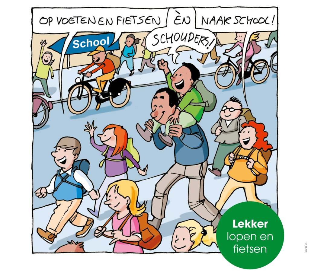 Op voeten en fietsen naar school